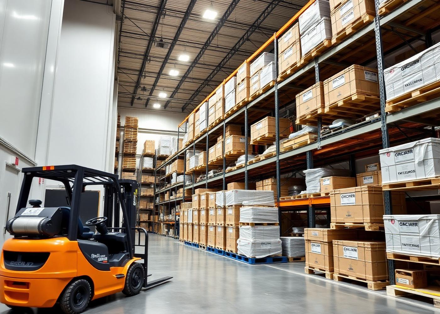 Marine spare parts warehouse with organised racking